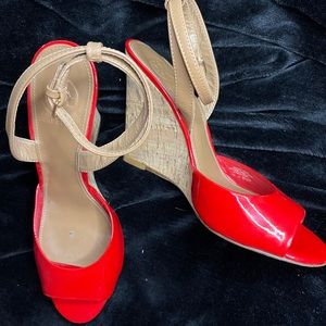 Tory Burch Ashton Patent Cork Wedge Sandals